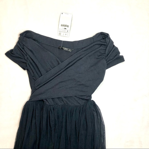 SOLD✖️Zara NWT Women’s Ballerina Tulle Wrap Dress Navy Blue Midi Skirt || Small - Picture 2 of 12